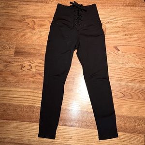 Katie J girls football leggings size medium with lace up front detail